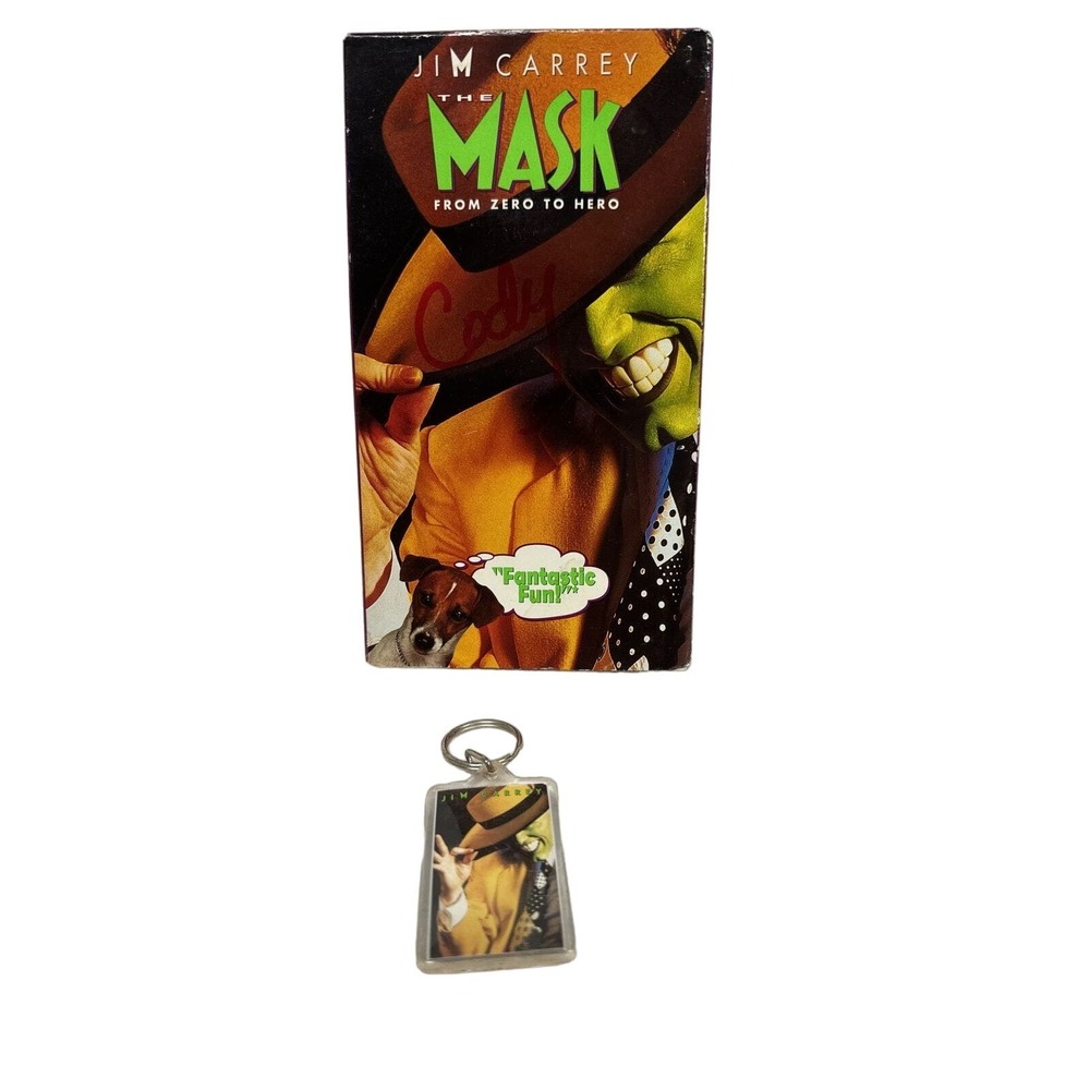 1994 THE MASK KEY CHAIN JIM CARREY From Zero To Hero movie & Promo Keychain